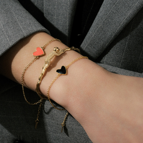 Slim gold-plated bracelet with red heart NEON PINK HEART