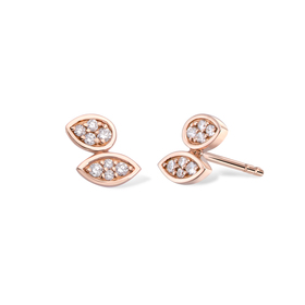 gold double stud earrings with diamonds