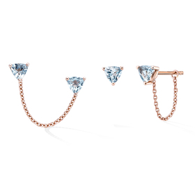 gold stud chain earrings with topaz masai