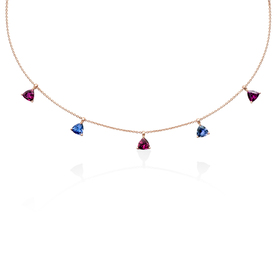 gold chain necklace with rhodolite-iolite pendants masai