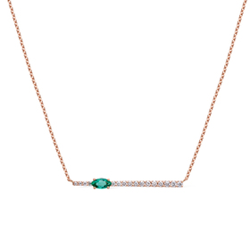 pink gold necklace with diamonds and emerald jardin de aire