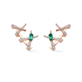 gold crawler earrings with diamonds and emeralds jardin de aire