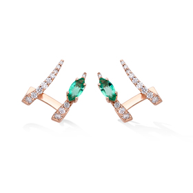 gold earrings with diamonds and emeralds jardin de aire