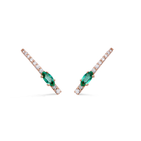 gold spike earrings with diamonds and emeralds jardin de aire