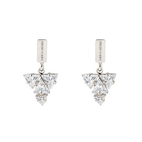 Silver earrings in the shape of triangles with triangular zircons