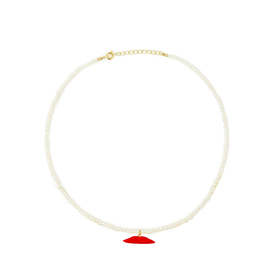 Pearl necklace with lip pendant