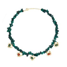 malachite necklace with crab pendants