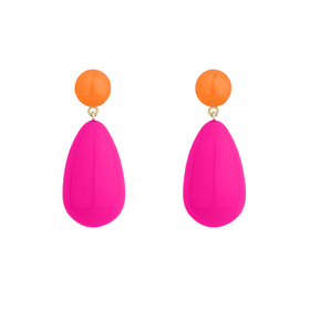 Large earrings with orange and pink enamel