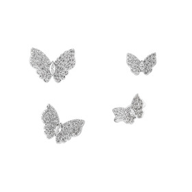 Silver set of earrings and cuffs with butterflies