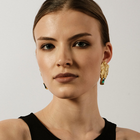 Cicada earrings with green crystals