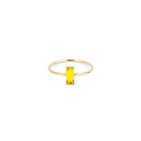 Gold wire ring with yellow crystal