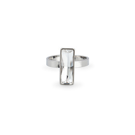Silver ring with transparent crystal