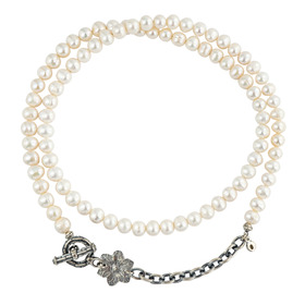 Silver necklace made of white pearls
