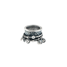Blackened ring with pendants