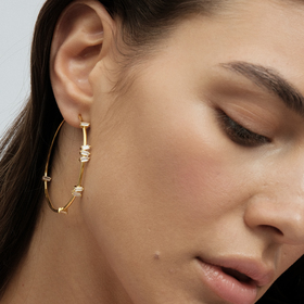 gold-plated baguette hoop earrings