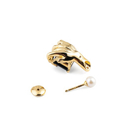 Gold-plated silver mono-earring MANIPULEE ONYX