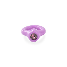 Purple polymer clay ring with purple rhinestone