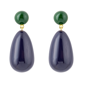 Large earrings with purple and green enamel