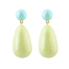 Large earrings with blue and light green enamel