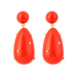 Large earrings with red enamel with crystals