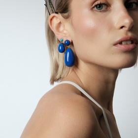 Large earrings with blue enamel