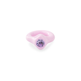 light pink polymer clay ring with lavender rhinestone