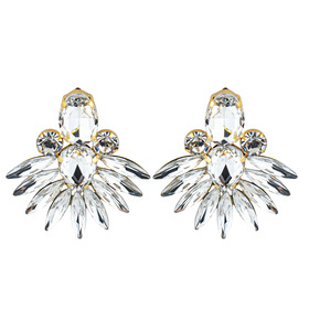 Golden earrings with crystals in the form of petals