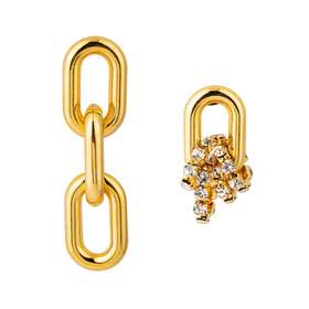 Asymmetric  earrings with crystals and links