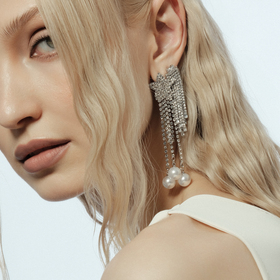 Silver-tone star earrings with pearl pendants