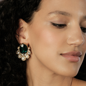 gem cluster earrings with emerald crystals