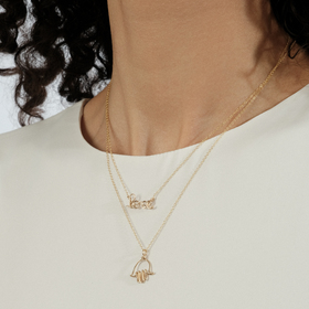 gold plated hand of fatima pendant necklace