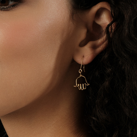 Gold-plated silver Hamsa single earring