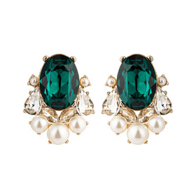 gem cluster earrings with emerald crystals