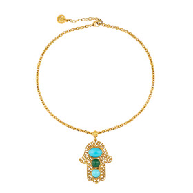 Gold-plated necklace with Hamsa pendant