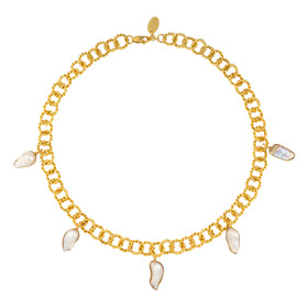 Gold-plated chain with pearls