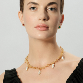Gold-plated chain with pearls
