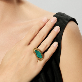 Gold-plated ring with turquoise enamel