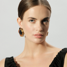 Gold-plated earrings with jade and crystals