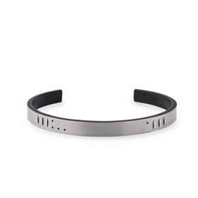 Stainless steel choker with leather inside.