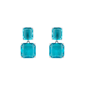 Earrings with large blue crystals