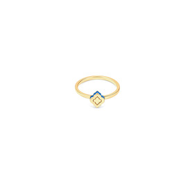 Silver gilded Morocco ring with blue enamel