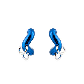 Blue earrings with silver rings