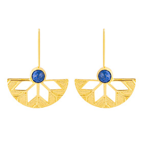 Gold-tone earrings with dark blue stones