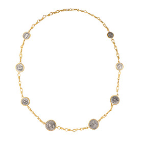 gold-tone chain necklace with silver-tone coins