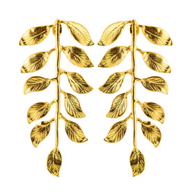 gold-tone earrings twigs with leaves