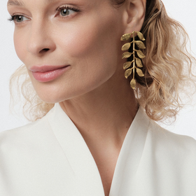 gold-tone earrings twigs with leaves