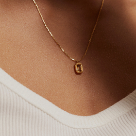 Gold-plated silver necklace Base with a citrine pendant
