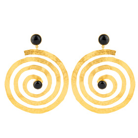 Gold Plated SOL earrings with black onyx