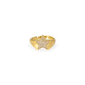 Gold-plated ring with a star of white crystals