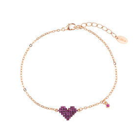 Gold-plated silver bracelet with purple crystal heart